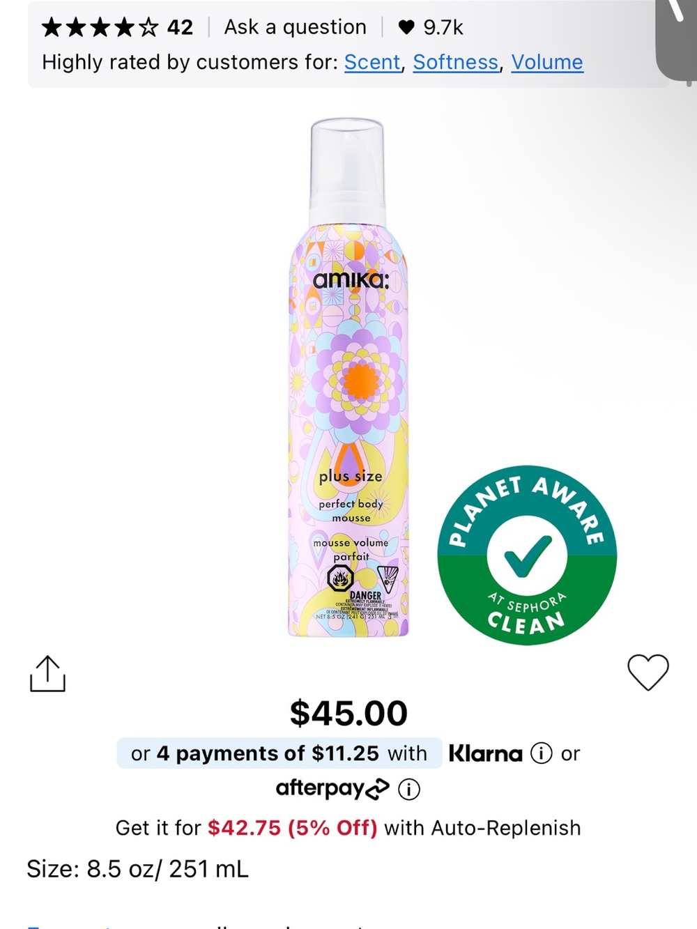 amika Plus Size Perfect Body Mousse - Pink Purple Yellow